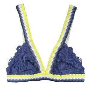 NEW Intimately Free People Mika Bralette Boho Romantic Lace Festival Y2K Blue XS